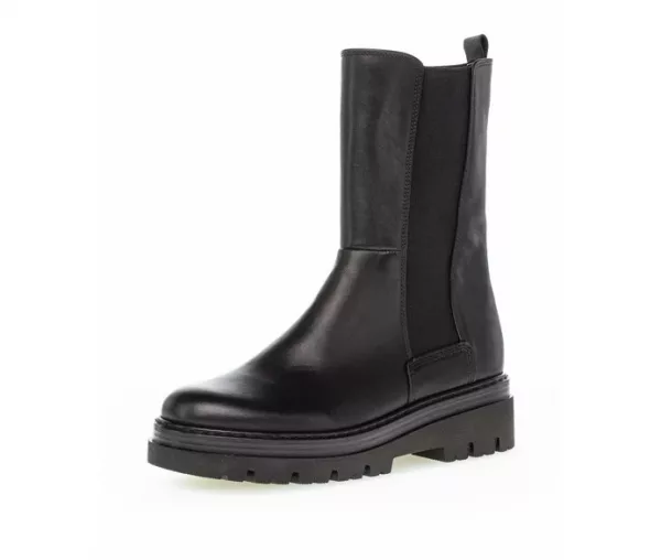 Höga Chelsea Boots i svart skinn - vinklad bild